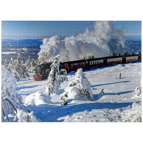puzzleplate Brockenbahn on the way to the Brocken (1142m), Harz Mountains 1000 Jigsaw Puzzle