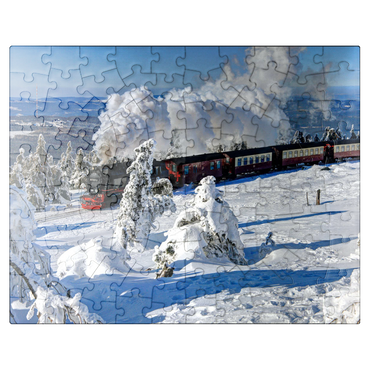 puzzleplate Brockenbahn on the way to the Brocken (1142m), Harz Mountains 100 Jigsaw Puzzle