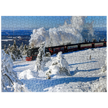 puzzleplate Brockenbahn on the way to the Brocken (1142m), Harz Mountains 500 Jigsaw Puzzle
