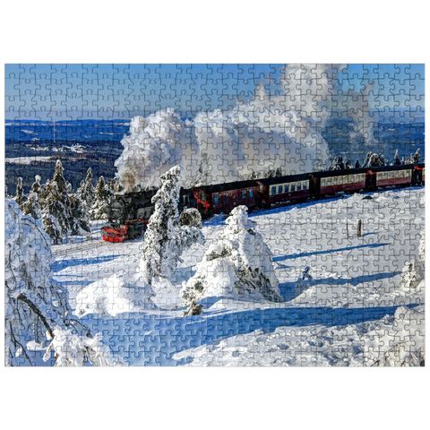 puzzleplate Brockenbahn on the way to the Brocken (1142m), Harz Mountains 500 Jigsaw Puzzle