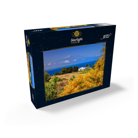 Flowering mimosa and cottage with view to Etna (3323m) 1000 Jigsaw Puzzle box view1