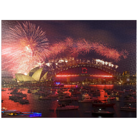puzzleplate New Year fireworks with Opera House and Harbour Bridge, Sydney, New South Wales, Australia 1000 Jigsaw Puzzle