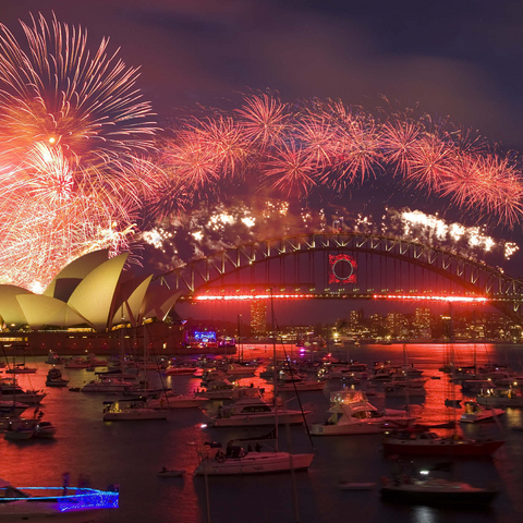 New Year fireworks with Opera House and Harbour Bridge, Sydney, New South Wales, Australia 1000 Jigsaw Puzzle 3D Modell