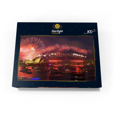 New Year fireworks with Opera House and Harbour Bridge, Sydney, New South Wales, Australia 100 Jigsaw Puzzle box view1