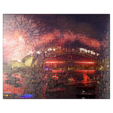 puzzleplate New Year fireworks with Opera House and Harbour Bridge, Sydney, New South Wales, Australia 100 Jigsaw Puzzle