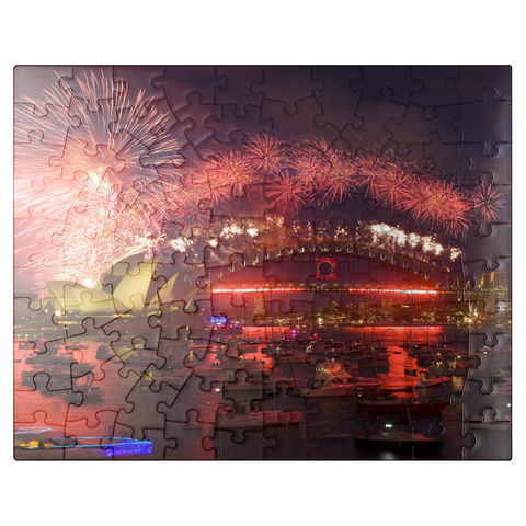 puzzleplate New Year fireworks with Opera House and Harbour Bridge, Sydney, New South Wales, Australia 100 Jigsaw Puzzle