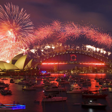 New Year fireworks with Opera House and Harbour Bridge, Sydney, New South Wales, Australia 100 Jigsaw Puzzle 3D Modell