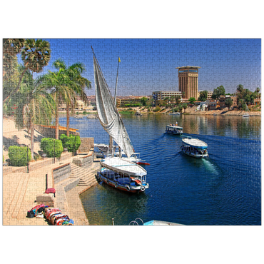 puzzleplate Felucca on the shore of Kitchener Island overlooking the Nile, Aswan, Egypt 1000 Jigsaw Puzzle
