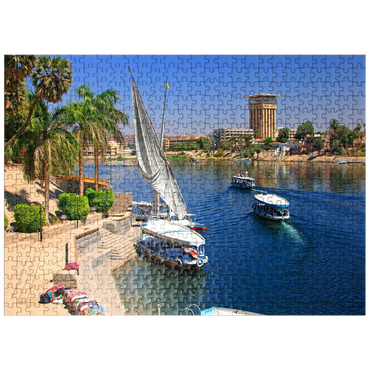 puzzleplate Felucca on the shore of Kitchener Island overlooking the Nile, Aswan, Egypt 500 Jigsaw Puzzle