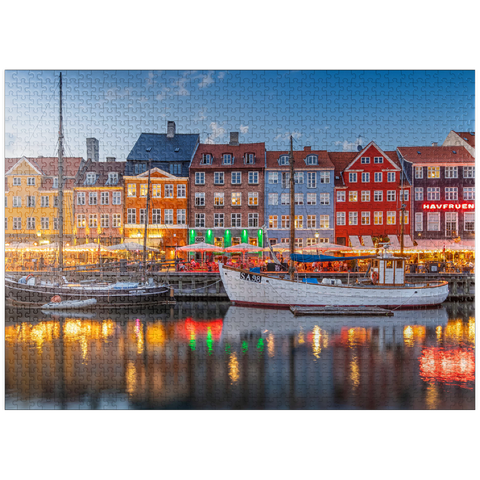 puzzleplate Evening at the branch canal Nyhavn in the district Frederiksstaden 1000 Jigsaw Puzzle