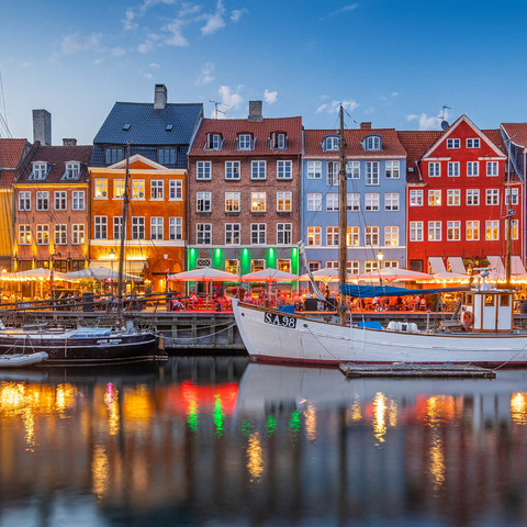 Evening at the branch canal Nyhavn in the district Frederiksstaden 1000 Jigsaw Puzzle 3D Modell