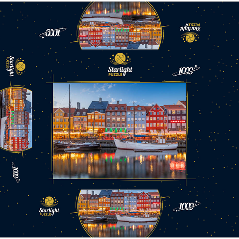 Evening at the branch canal Nyhavn in the district Frederiksstaden 1000 Jigsaw Puzzle box 3D Modell