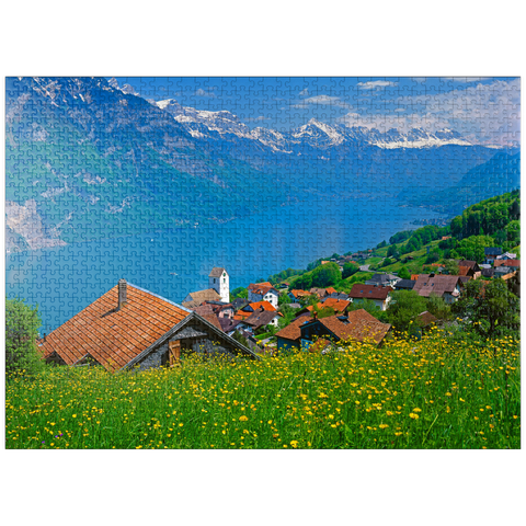 puzzleplate View over the Walensee to the Churfirsten (2306m) 1000 Jigsaw Puzzle