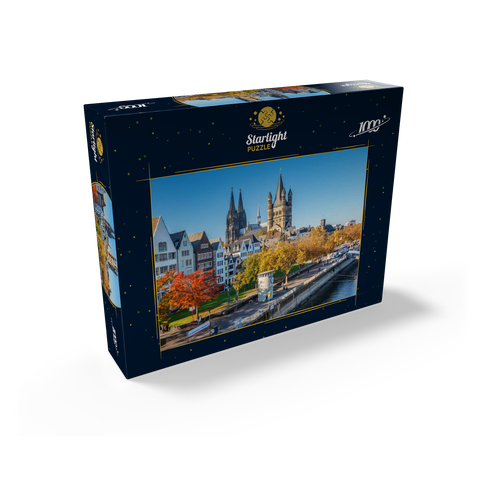 Rhine promenade with the towers of the church Great St. Martin and the cathedral 1000 Jigsaw Puzzle box view1