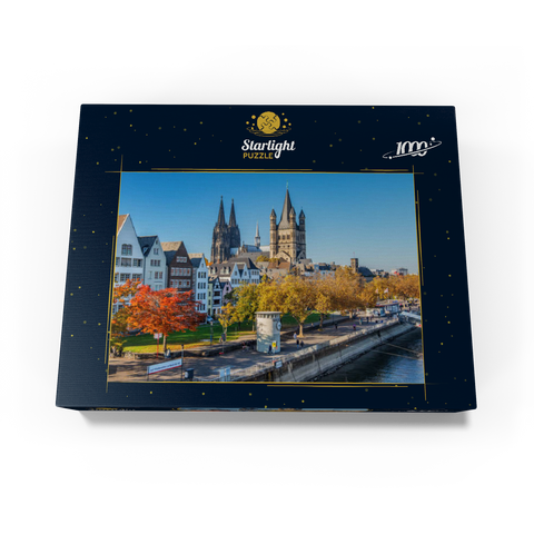 Rhine promenade with the towers of the church Great St. Martin and the cathedral 1000 Jigsaw Puzzle box view1