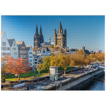 puzzleplate Rhine promenade with the towers of the church Great St. Martin and the cathedral 1000 Jigsaw Puzzle