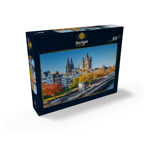 Rhine promenade with the towers of the church Great St. Martin and the cathedral 100 Jigsaw Puzzle box view1