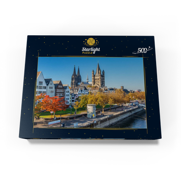 Rhine promenade with the towers of the church Great St. Martin and the cathedral 500 Jigsaw Puzzle box view1