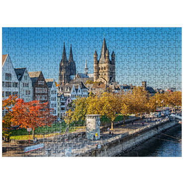 puzzleplate Rhine promenade with the towers of the church Great St. Martin and the cathedral 500 Jigsaw Puzzle