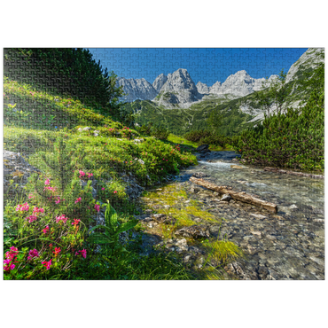 puzzleplate Gaisbach below Seebensee with the front Drachenkopf (2302m) 1000 Jigsaw Puzzle