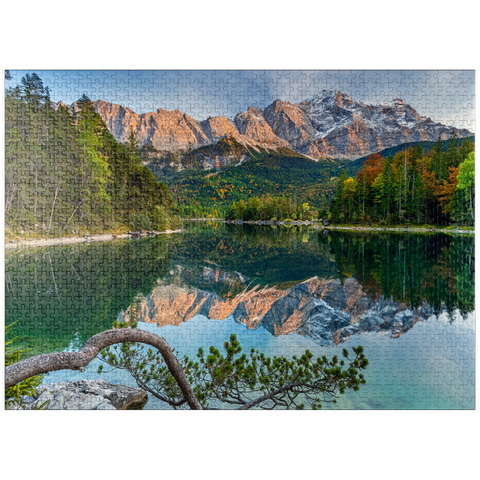 puzzleplate Eibsee with Wetterstein mountains and Zugspitze (2962m) 1000 Jigsaw Puzzle
