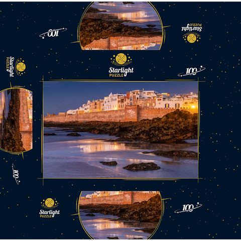 Essaouira, view to the old town at the Atlantic coast in the evening light 100 Jigsaw Puzzle box 3D Modell