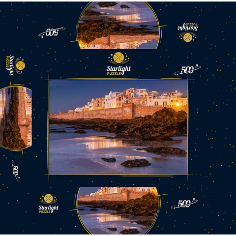 Essaouira, view to the old town at the Atlantic coast in the evening light 500 Jigsaw Puzzle box 3D Modell