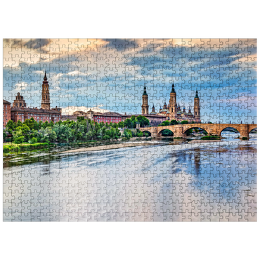 puzzleplate Basilica de Nuestra Senora del Pilar on the Ebro, Zaragoza, Way of St. James, Camino del Ebro, Aragon, Spain 500 Jigsaw Puzzle
