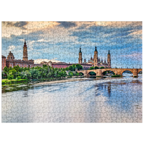 puzzleplate Basilica de Nuestra Senora del Pilar on the Ebro, Zaragoza, Way of St. James, Camino del Ebro, Aragon, Spain 500 Jigsaw Puzzle