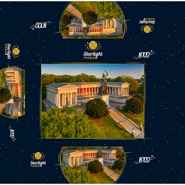 Bavaria in front of the Ruhmeshalle on the Theresienhöhe at sunrise 1000 Jigsaw Puzzle box 3D Modell