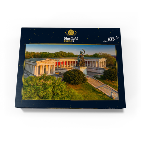 Bavaria in front of the Ruhmeshalle on the Theresienhöhe at sunrise 100 Jigsaw Puzzle box view1