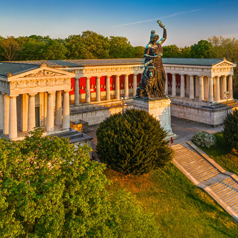 Bavaria in front of the Ruhmeshalle on the Theresienhöhe at sunrise 100 Jigsaw Puzzle 3D Modell