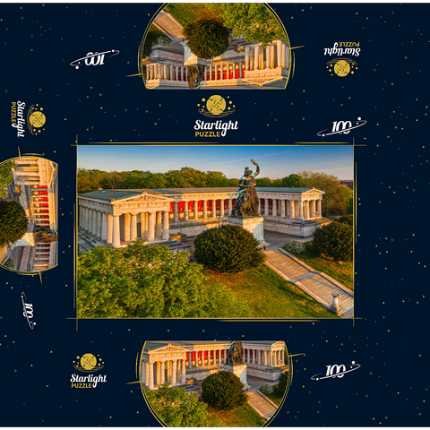 Bavaria in front of the Ruhmeshalle on the Theresienhöhe at sunrise 100 Jigsaw Puzzle box 3D Modell