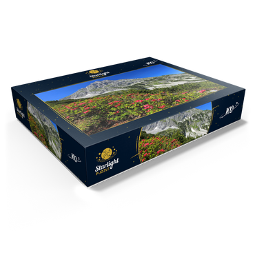 Blooming alpine roses at Coburger Hütte, Tyrol, Austria 100 Jigsaw Puzzle box view1