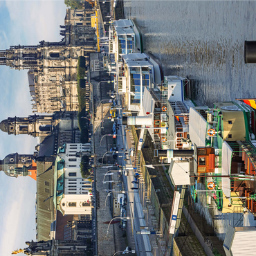 Terrace bank with the ships of the White Fleet, Brühl Terrace on the Elbe with the castle and the Court Church 1000 Jigsaw Puzzle 3D Modell