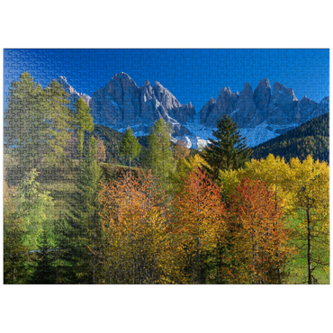 puzzleplate View of the Geisler Group (3025m), Puez-Odle Nature Park, Villnöss Valley, Trentino-South Tyrol 1000 Jigsaw Puzzle