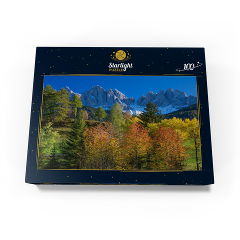View of the Geisler Group (3025m), Puez-Odle Nature Park, Villnöss Valley, Trentino-South Tyrol 100 Jigsaw Puzzle box view1