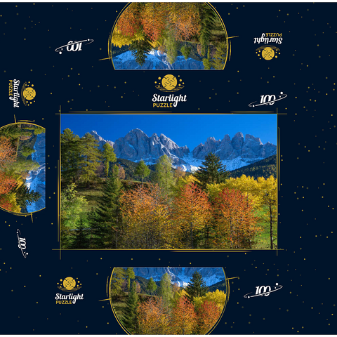 View of the Geisler Group (3025m), Puez-Odle Nature Park, Villnöss Valley, Trentino-South Tyrol 100 Jigsaw Puzzle box 3D Modell