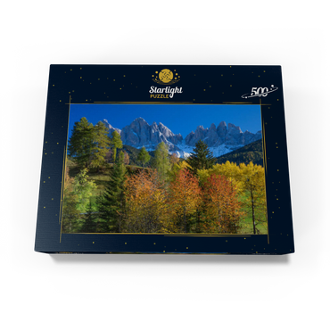 View of the Geisler Group (3025m), Puez-Odle Nature Park, Villnöss Valley, Trentino-South Tyrol 500 Jigsaw Puzzle box view1