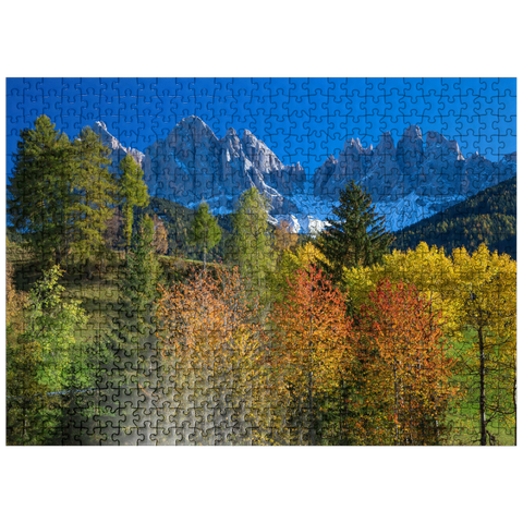 puzzleplate View of the Geisler Group (3025m), Puez-Odle Nature Park, Villnöss Valley, Trentino-South Tyrol 500 Jigsaw Puzzle