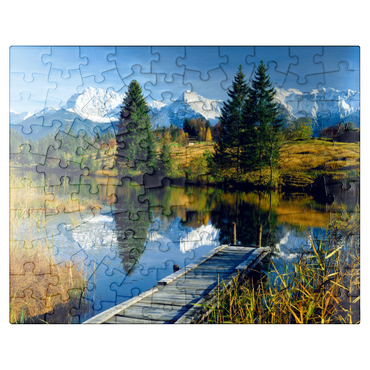 puzzleplate Geroldsee against Karwendel Mountains near Mittenwald, Upper Bavaria 100 Jigsaw Puzzle
