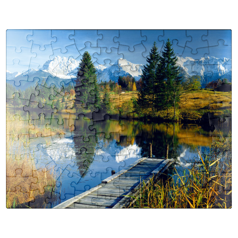 puzzleplate Geroldsee against Karwendel Mountains near Mittenwald, Upper Bavaria 100 Jigsaw Puzzle