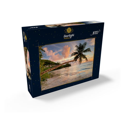 Palm tree on Baie Lazare beach, west coast, Mahe Island, Seychelles 1000 Jigsaw Puzzle box view1
