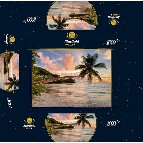 Palm tree on Baie Lazare beach, west coast, Mahe Island, Seychelles 1000 Jigsaw Puzzle box 3D Modell
