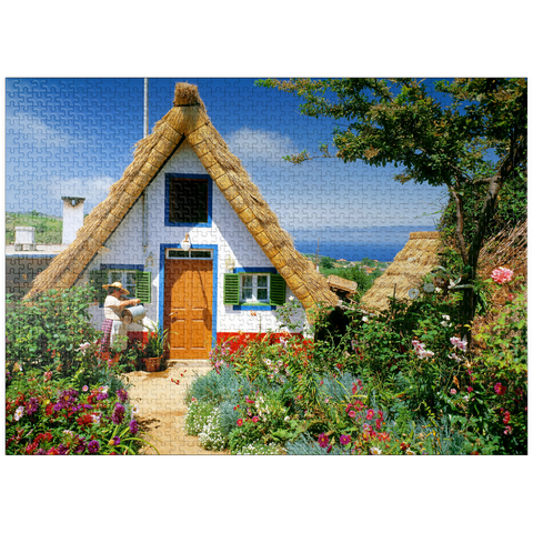 puzzleplate Casas de Colmo, traditional thatched cottages, Madeira 1000 Jigsaw Puzzle