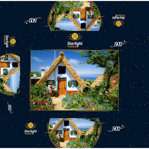Casas de Colmo, traditional thatched cottages, Madeira 500 Jigsaw Puzzle box 3D Modell