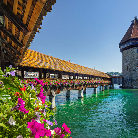 Chapel bridge over the Reuss river with water tower, Lucerne, Switzerland 1000 Jigsaw Puzzle 3D Modell