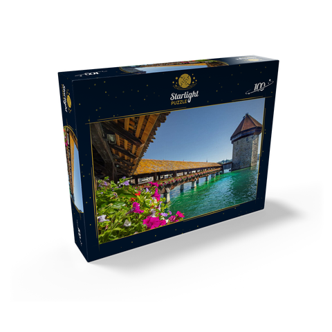 Chapel bridge over the Reuss river with water tower, Lucerne, Switzerland 100 Jigsaw Puzzle box view1