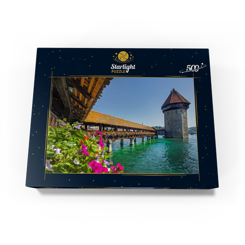 Chapel bridge over the Reuss river with water tower, Lucerne, Switzerland 500 Jigsaw Puzzle box view1