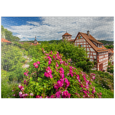 puzzleplate Rose garden at Romschlössle in Creglingen, Tauber valley 1000 Jigsaw Puzzle